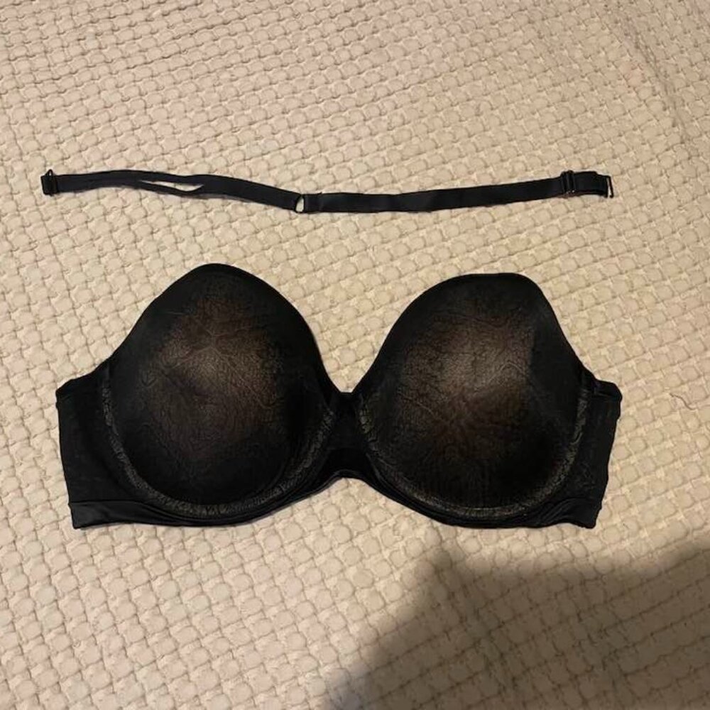 Ambrielle Strapless Multiway Padded Underwire Bra - Black w/Tan Underlay - 42DD
